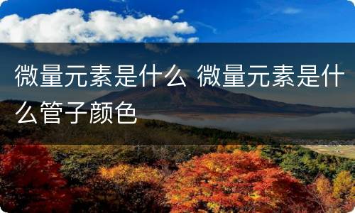 微量元素是什么 微量元素是什么管子颜色