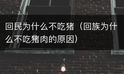 回民为什么不吃猪（回族为什么不吃猪肉的原因）