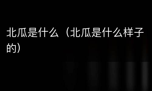 北瓜是什么（北瓜是什么样子的）