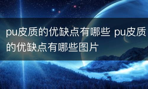 pu皮质的优缺点有哪些 pu皮质的优缺点有哪些图片