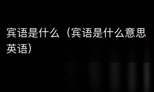 宾语是什么（宾语是什么意思英语）