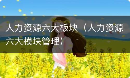 人力资源六大板块（人力资源六大模块管理）