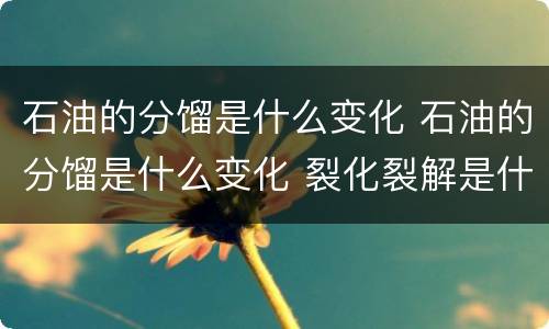 石油的分馏是什么变化 石油的分馏是什么变化 裂化裂解是什么变化