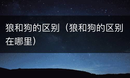狼和狗的区别（狼和狗的区别在哪里）