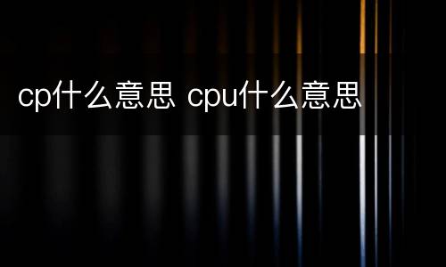 cp什么意思 cpu什么意思