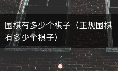 围棋有多少个棋子（正规围棋有多少个棋子）