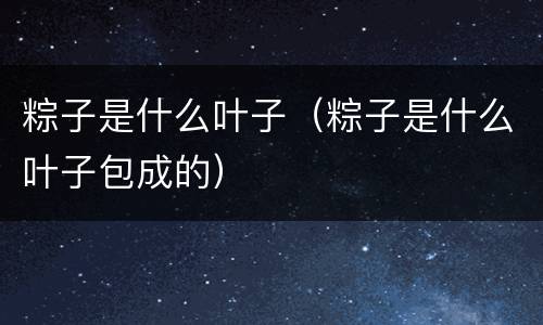 粽子是什么叶子（粽子是什么叶子包成的）