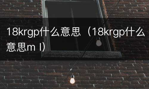 18krgp什么意思（18krgp什么意思m l）