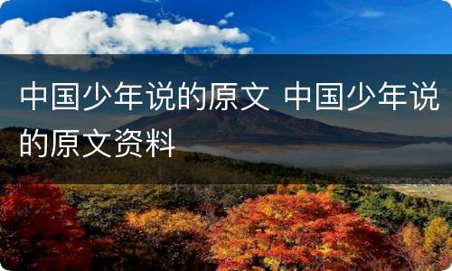 中国少年说的原文 中国少年说的原文资料