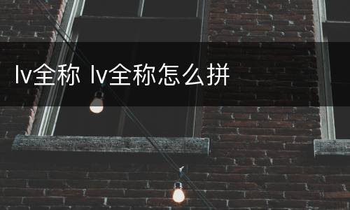 lv全称 lv全称怎么拼