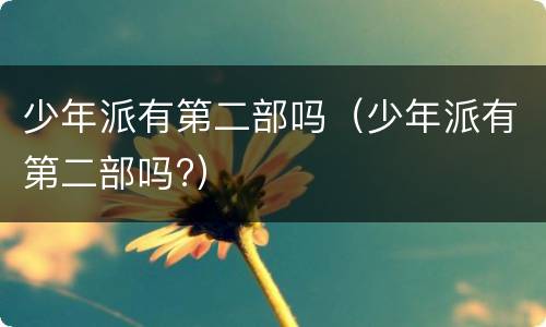 少年派有第二部吗（少年派有第二部吗?）