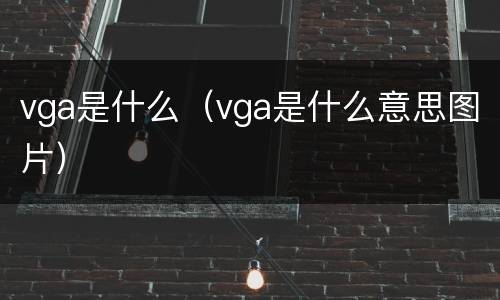 vga是什么（vga是什么意思图片）