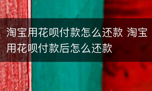 淘宝用花呗付款怎么还款 淘宝用花呗付款后怎么还款