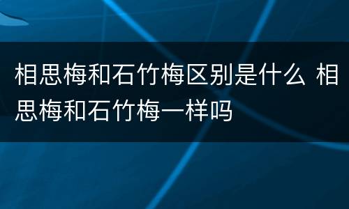 相思梅和石竹梅区别是什么 相思梅和石竹梅一样吗