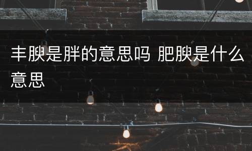 丰腴是胖的意思吗 肥腴是什么意思