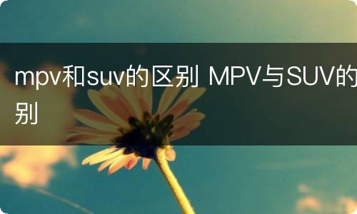 mpv和suv的区别 MPV与SUV的区别