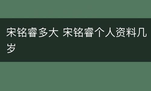 宋铭睿多大 宋铭睿个人资料几岁