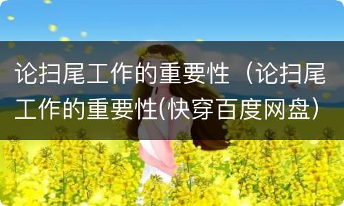 论扫尾工作的重要性（论扫尾工作的重要性(快穿百度网盘）