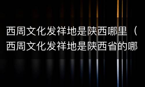 西周文化发祥地是陕西哪里（西周文化发祥地是陕西省的哪个地方）