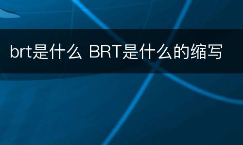brt是什么 BRT是什么的缩写