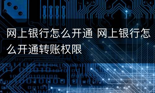 网上银行怎么开通 网上银行怎么开通转账权限