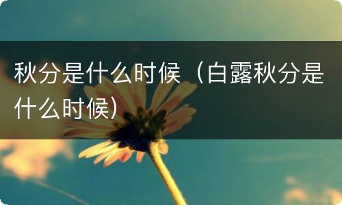 秋分是什么时候（白露秋分是什么时候）