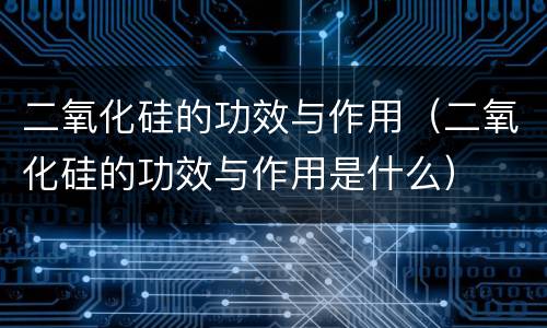 二氧化硅的功效与作用（二氧化硅的功效与作用是什么）