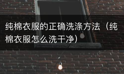 纯棉衣服的正确洗涤方法（纯棉衣服怎么洗干净）