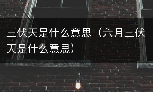 三伏天是什么意思（六月三伏天是什么意思）