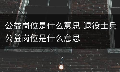 公益岗位是什么意思 退役士兵公益岗位是什么意思