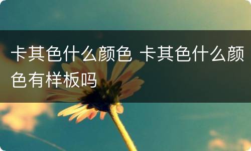 卡其色什么颜色 卡其色什么颜色有样板吗