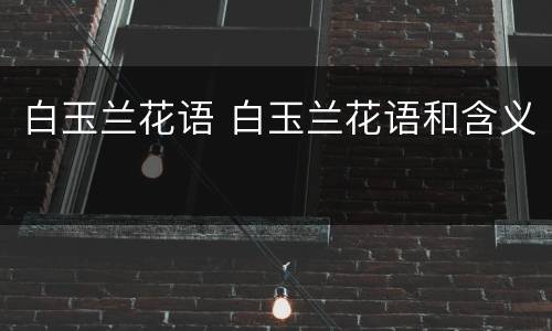 白玉兰花语 白玉兰花语和含义