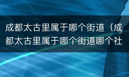 成都太古里属于哪个街道（成都太古里属于哪个街道哪个社区）