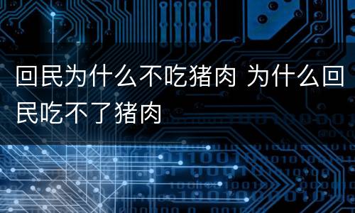 回民为什么不吃猪肉 为什么回民吃不了猪肉