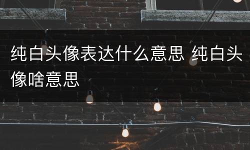 纯白头像表达什么意思 纯白头像啥意思