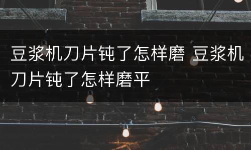 豆浆机刀片钝了怎样磨 豆浆机刀片钝了怎样磨平