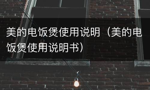 美的电饭煲使用说明（美的电饭煲使用说明书）