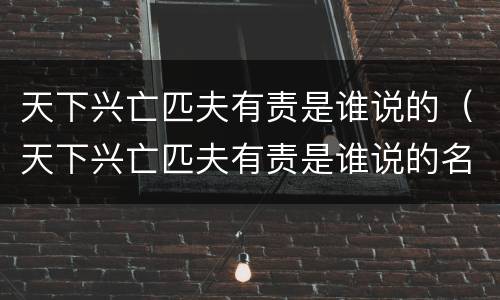 天下兴亡匹夫有责是谁说的（天下兴亡匹夫有责是谁说的名言）