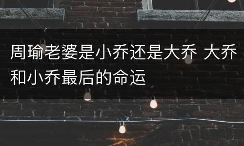 周瑜老婆是小乔还是大乔 大乔和小乔最后的命运