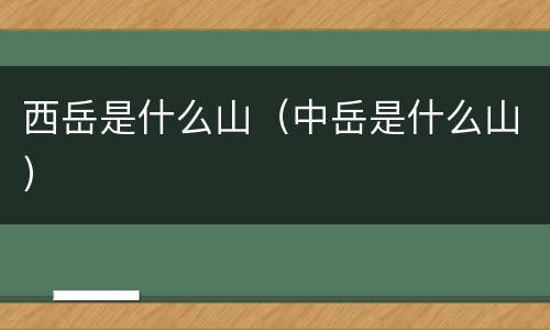 西岳是什么山（中岳是什么山）
