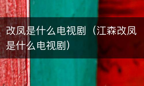 改凤是什么电视剧（江森改凤是什么电视剧）