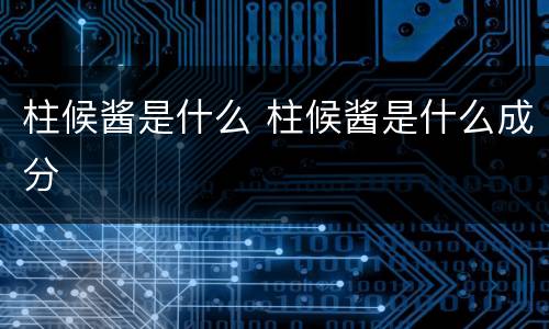 柱候酱是什么 柱候酱是什么成分