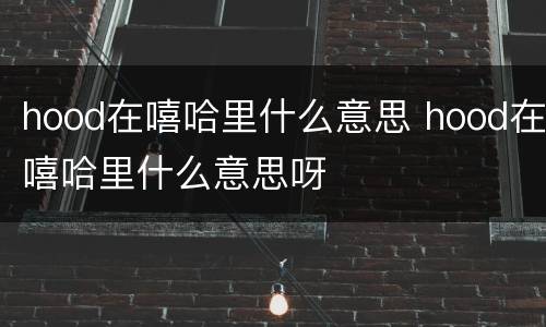 hood在嘻哈里什么意思 hood在嘻哈里什么意思呀