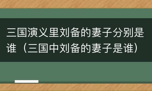 三国演义里刘备的妻子分别是谁（三国中刘备的妻子是谁）