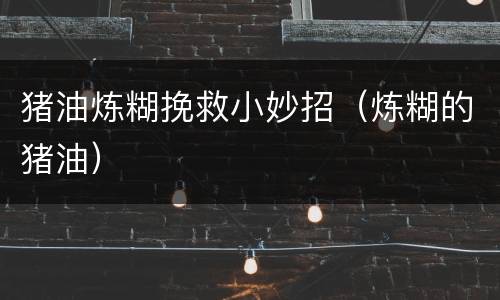 猪油炼糊挽救小妙招（炼糊的猪油）