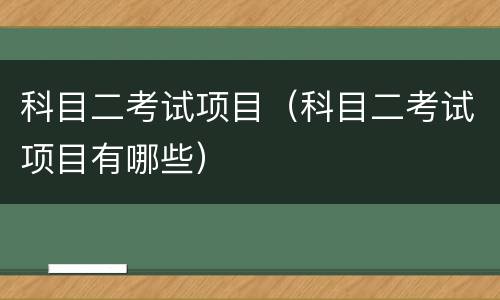 科目二考试项目（科目二考试项目有哪些）