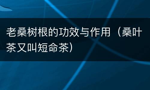 老桑树根的功效与作用（桑叶茶又叫短命茶）