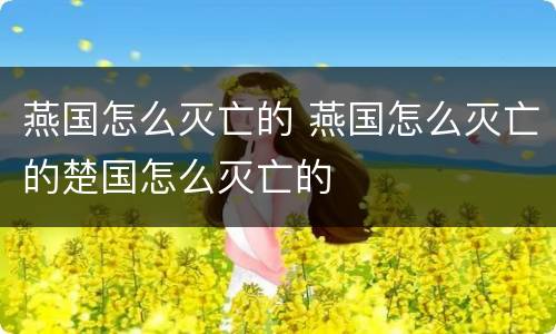 燕国怎么灭亡的 燕国怎么灭亡的楚国怎么灭亡的