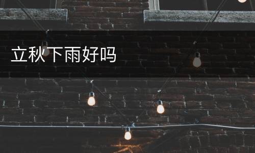 立秋下雨好吗