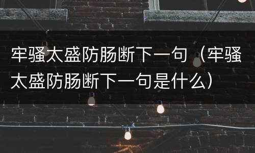 牢骚太盛防肠断下一句（牢骚太盛防肠断下一句是什么）